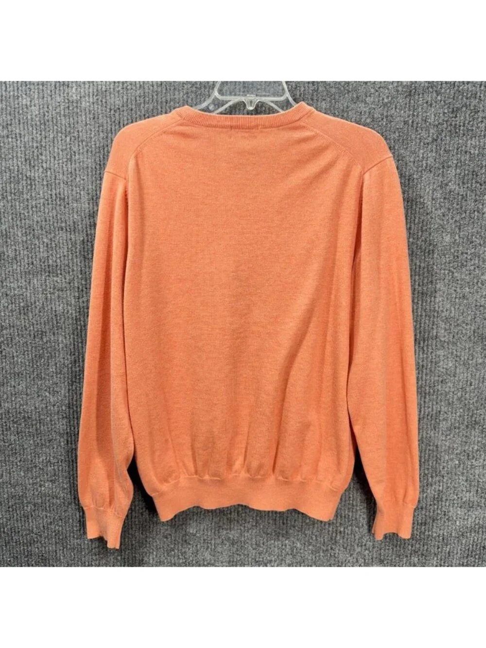 Brooks Brothers 346 Sweater Mens Large Orange Peach 100% Supima Cotton V-Neck